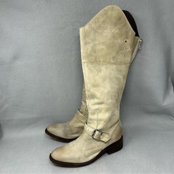 Independent Boot Company Womens Riding Boots Cream Leather Sz 6.5 - Picture 1 of 12